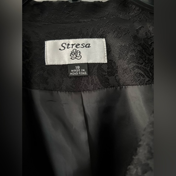 Stresa Size 18 Borcade Black Lined Blazer Jacket - Picture 3 of 10